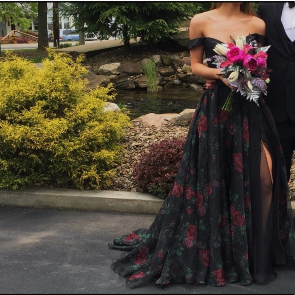 COPY - Sherri Hill Floral Two-Piece Off the Shoulder Slit